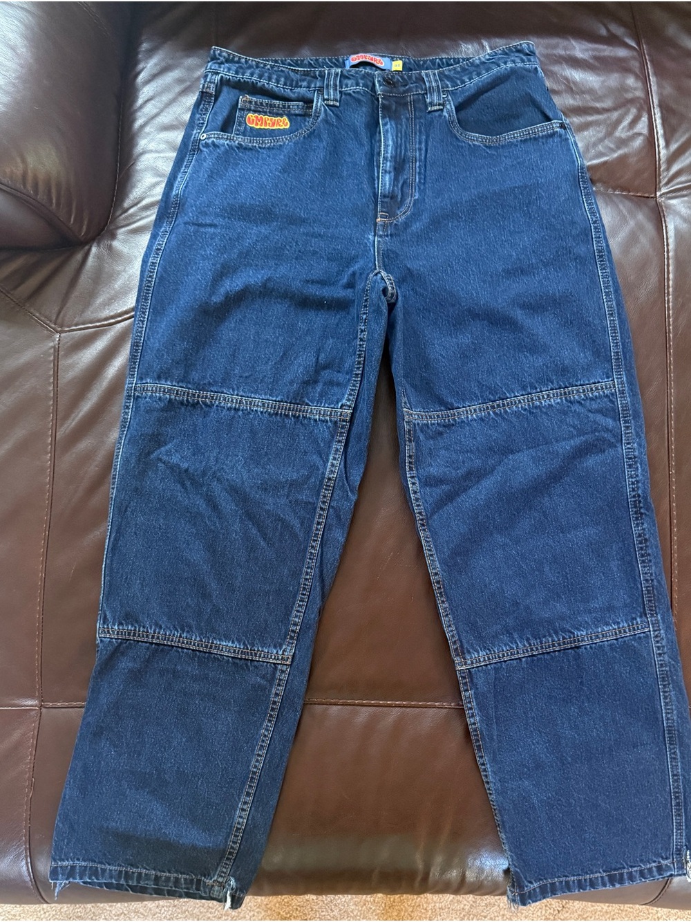 Empyre Men’s Relaxed Fit Dark Blue Patch Jeans